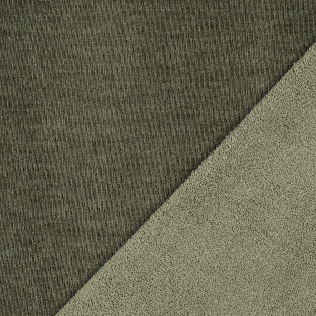 Double-Sided Knitted Velours Sherpa in Army