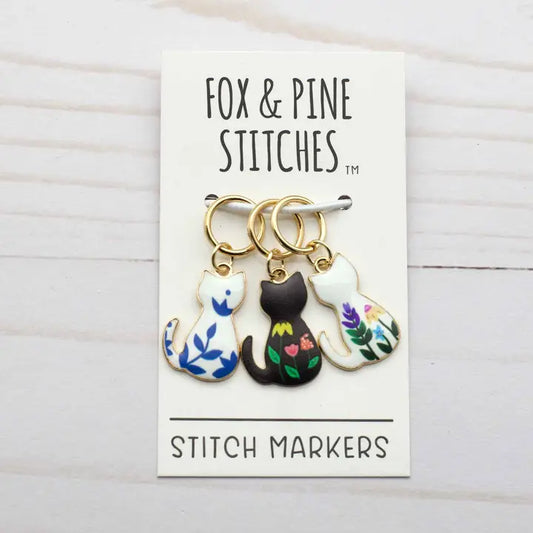 Fox & Pine Floral Cat Stitch Markers