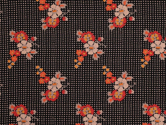 Elspeth Floral Viscose Crepe in Black