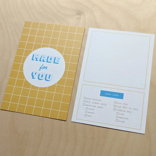 Cards with Care Instructions - Yellow