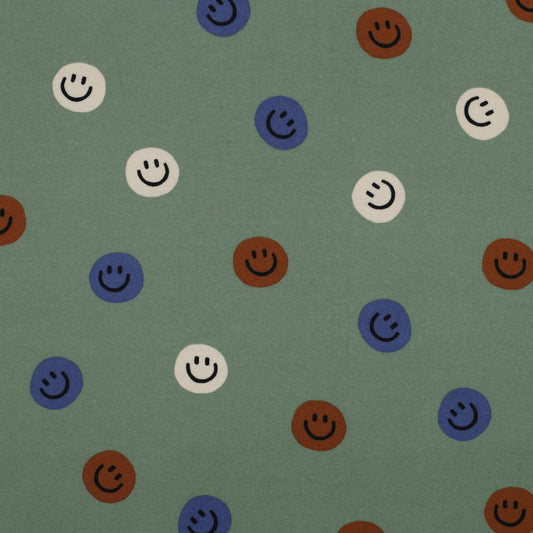 Flannel: Happy Faces in Army Green
