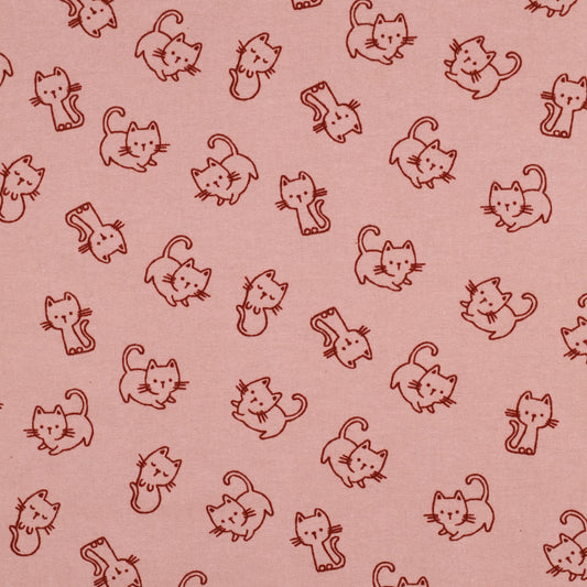 Flannel: Cats in Old Rose