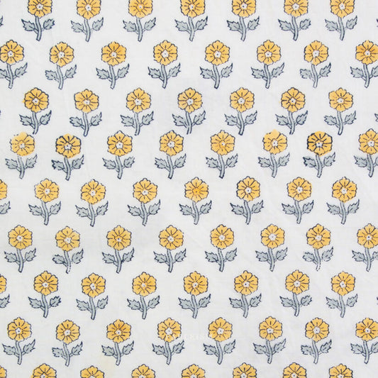 Indian Block Prints: Flowerling in Yellow