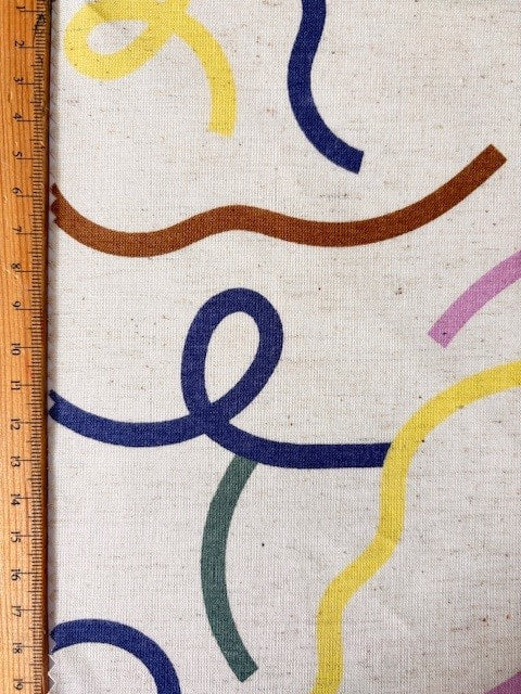 Cotton Linen Sheeting in Doodled Lines