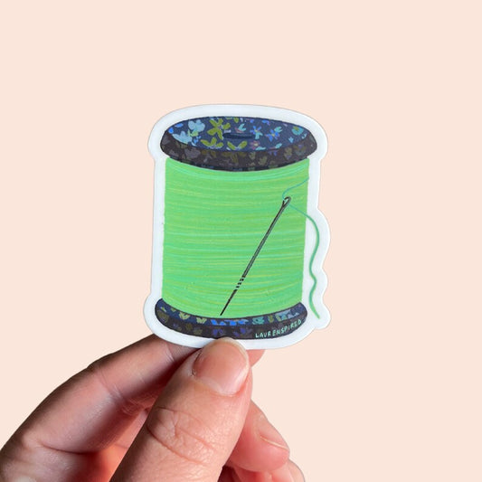 Green Spool of Thread Vinyl Sticker