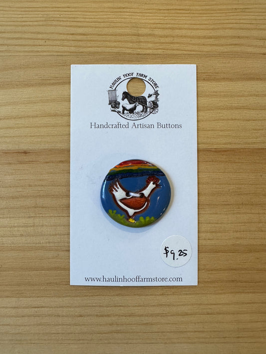 Haulin' Hoof: Scenic Chicken Ceramic Buttons