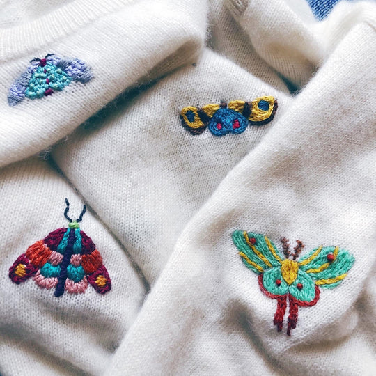 Washable Hand Embroidery Transfers - Moths