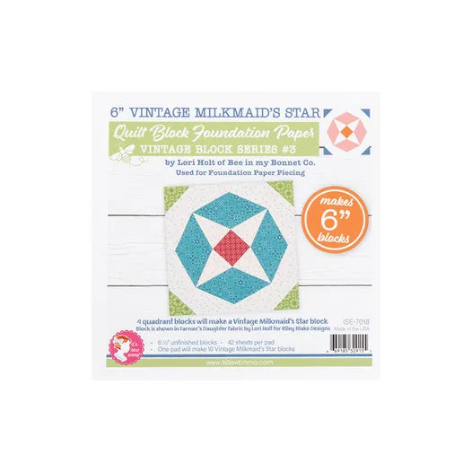 6" Vintage Milkmaid's Star Foundation Papers