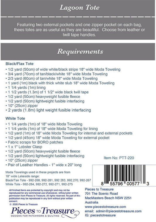 Pieces To Treasure: Lagoon Totes Pattern