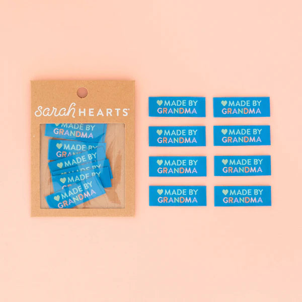Sarah Hearts Labels: Made By Grandma in Blue