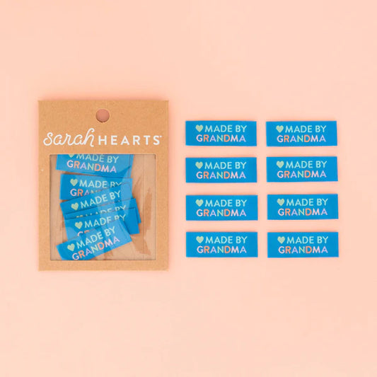 Sarah Hearts Labels: Made By Grandma in Blue