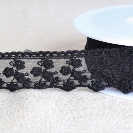 Edge Trim - Floral Tulle, 44mm Wide