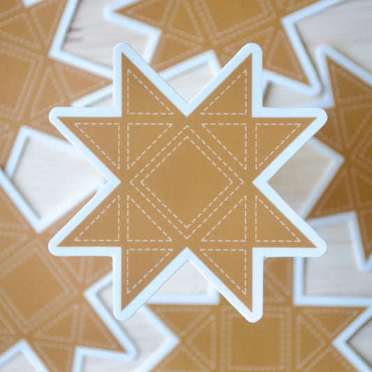 Orange Quilt Star Sticker