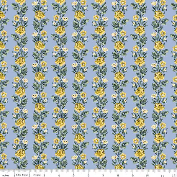 Liberty Palace Gardens- Regal Stripe in Blue and Yellow