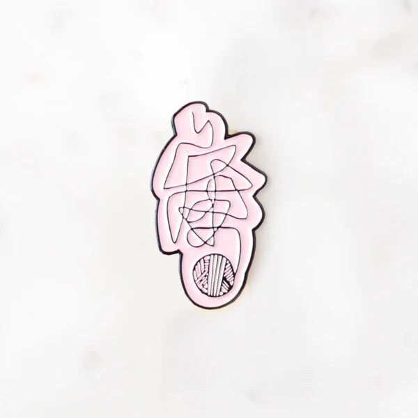 Pink Yarn Ball Pin
