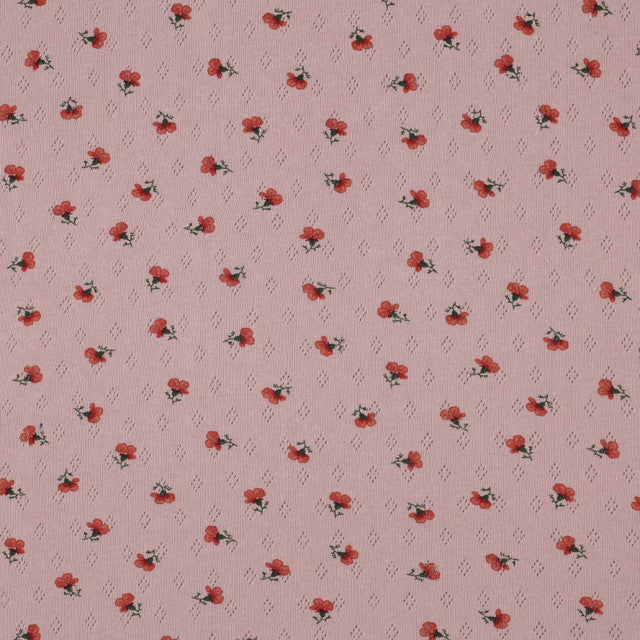 Pointoille Jersey Knit Floral in Old Rose