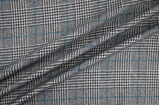 Prince of Wales Plaid Wool: Cream/Charcoal/Teal