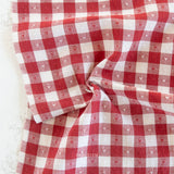 Queen of Hearts: Gingham Dobby Hearts in Cherry