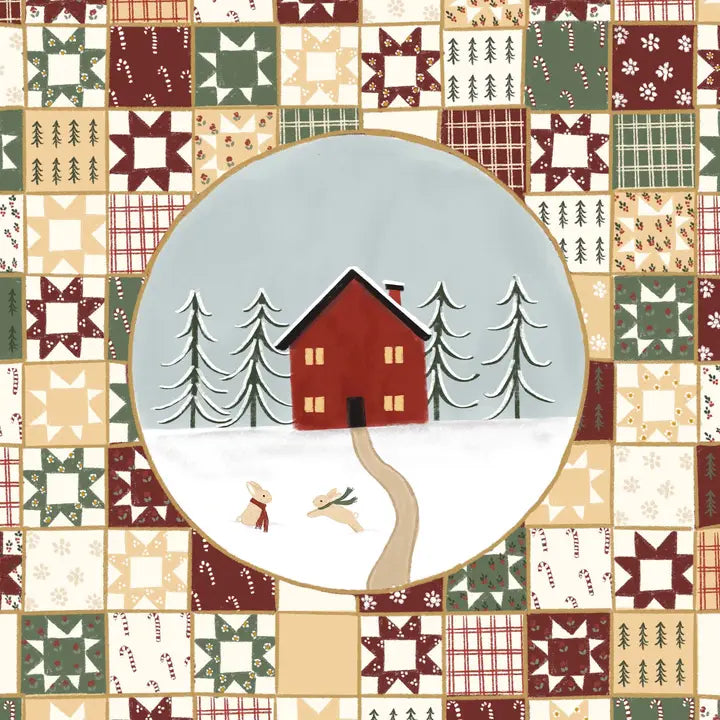 Quilted Cottage 4x6 Art Print - Megan Lindsey Illustration