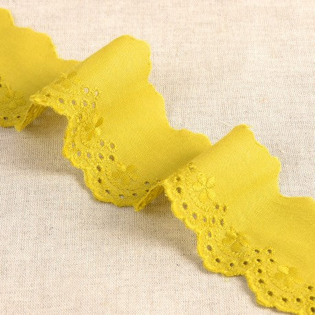 Edge Trim - Scalloped with Floral Embroidery, 50mm