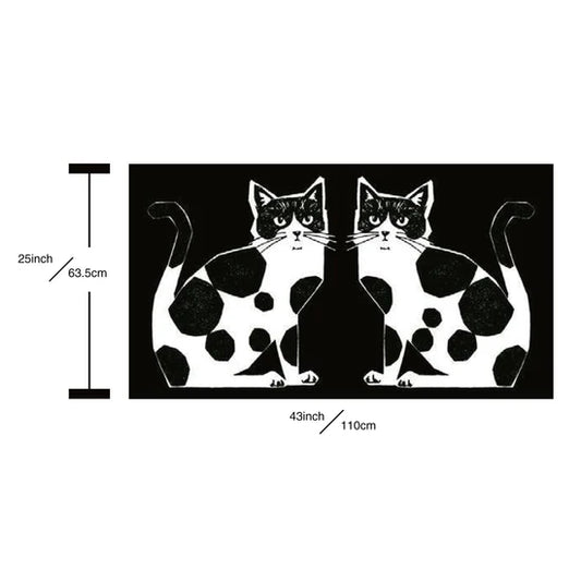 Echino Nekonoe: 2 Cats Cotton Linen Canvas in 2 Tone Neutrals