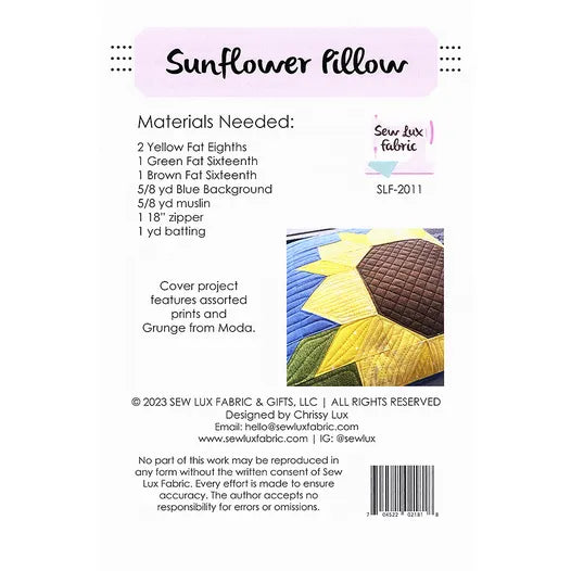 Sew Lux: Sunflower Pillow Pattern