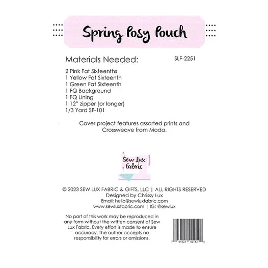 Sew Lux: Spring Posy Pouch Pattern