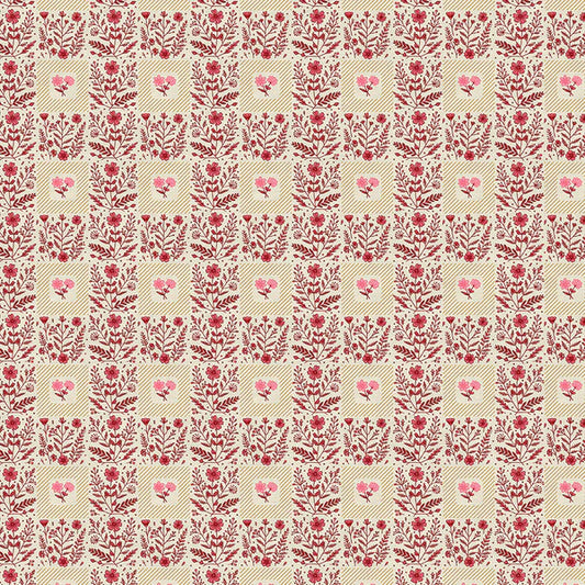 Petite Petals: Squares in White & Red