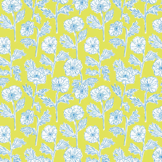 Nice Nice- Painted Poppies in Lime/Blue