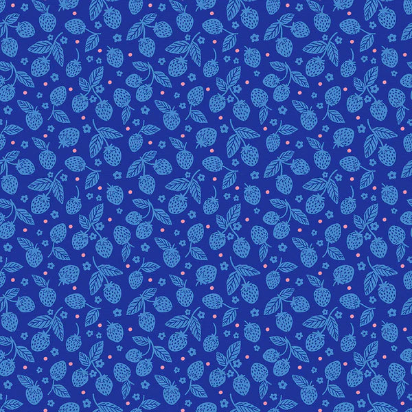 Berries & Blossoms: Strawberries in Dark Blue