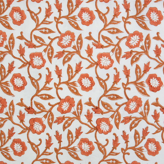 Indian Block Prints: Trumpet Vines in Sienna