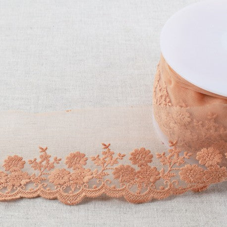 Edge Trim - Tulle with Floral Embroidery