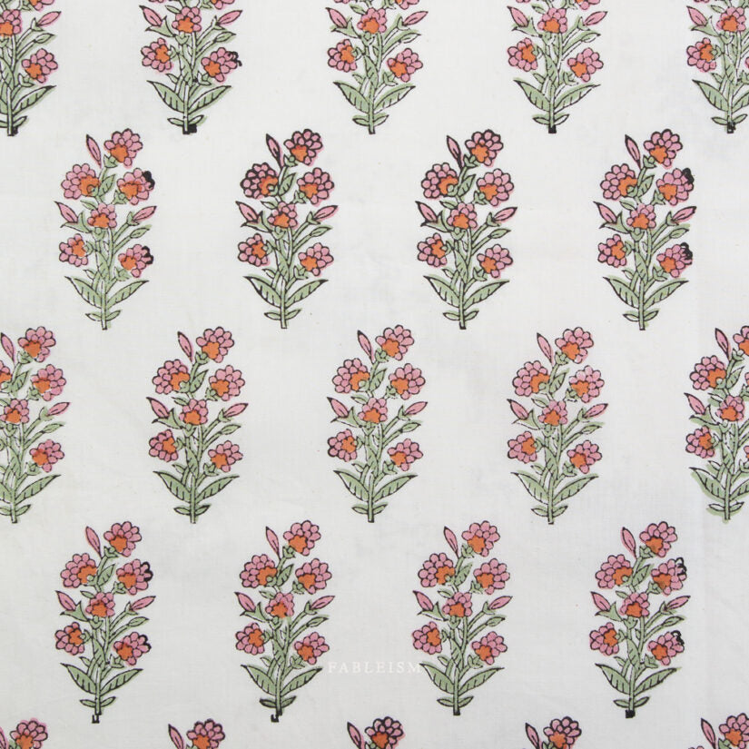 Indian Block Prints: Wild Floral in Blushing