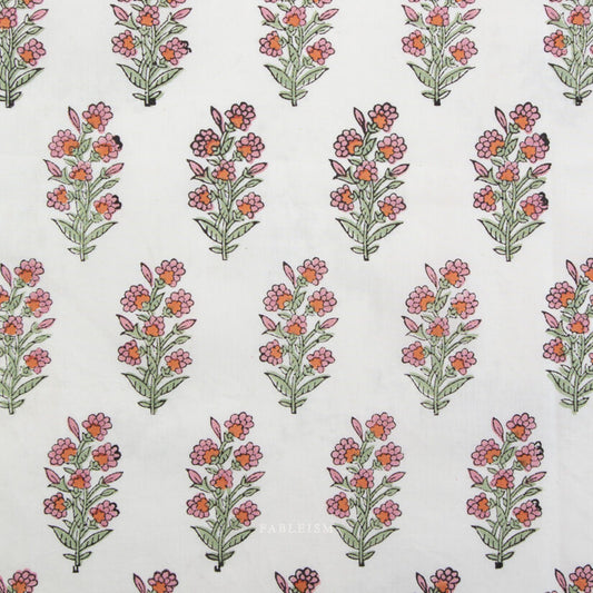 Indian Block Prints: Wild Floral in Blushing
