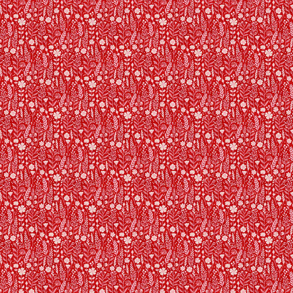 Petite Petals: Wildflowers in White on Red