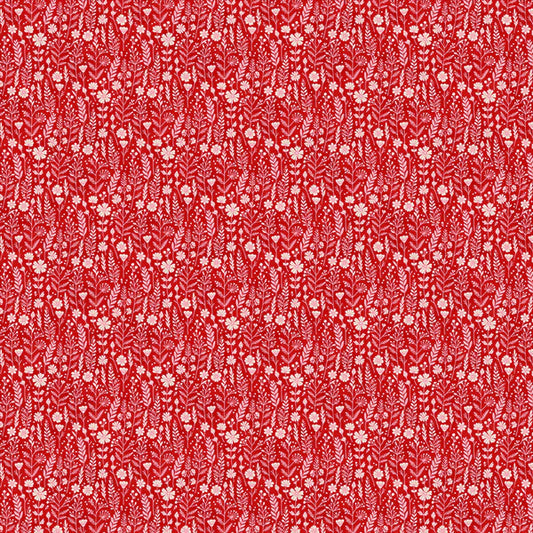 Petite Petals: Wildflowers in White on Red