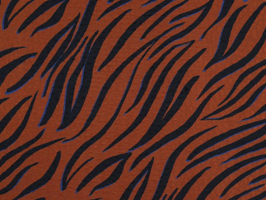 Like A Zebra Viscose Jacquard in Nutmeg & Cobalt