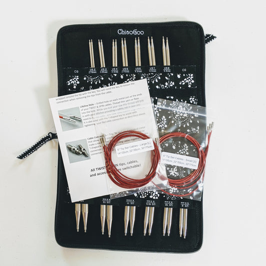 ChiaoGoo: Twist 5" Red Lace Complete Set in Stainless Steel