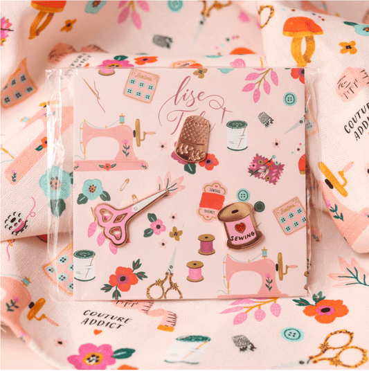 Enamel Pins and Needle Minders - Love Sewing Set