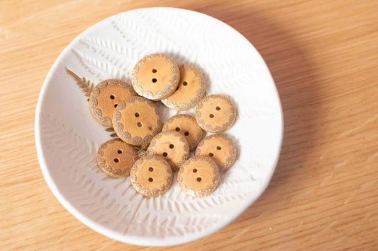 18 mm Golden Wooden Buttons - Multiple Colors
