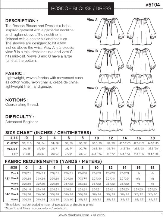 True Bias: Roscoe Blouse & Dress