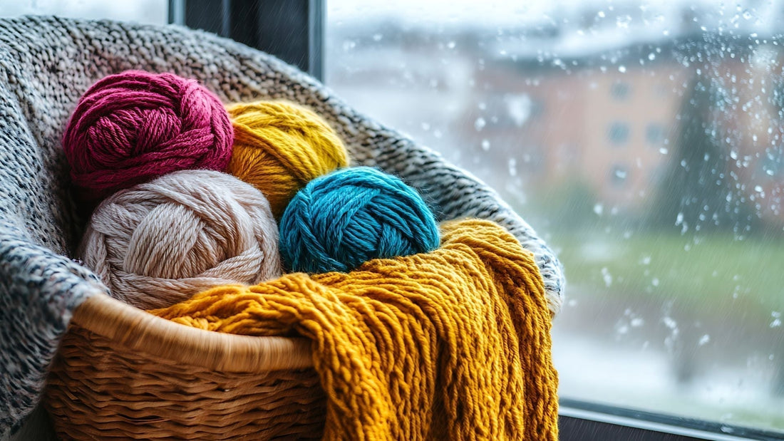 A basket of yarn is the perfect start to a rainy day craft project
