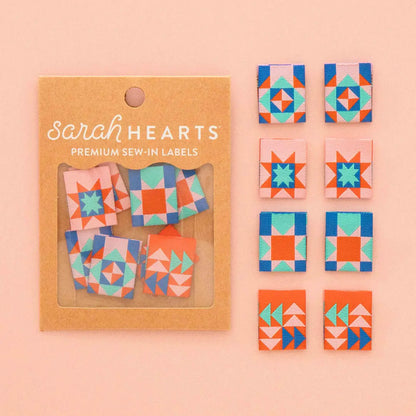 Sarah Hearts Labels: Summer Vibes Quilt Block Multipack Woven Sewing Labels