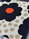 Cotton/Linen Canvas: Large Floral in Beige, Black, & Orange