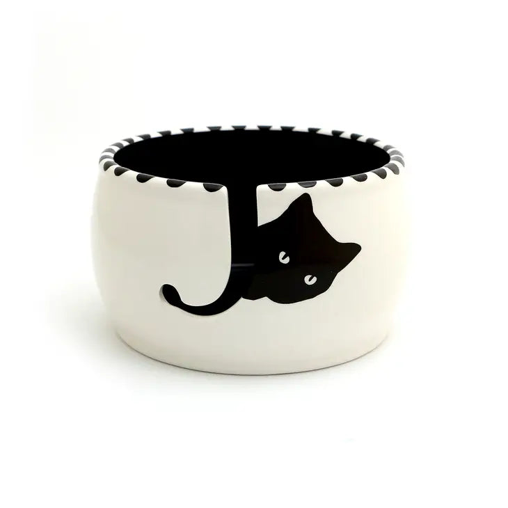 Black Cat Peeping Yarn Bowl