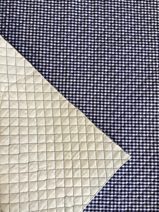 Kokka Kanda Orimono Quilted Gingham in Blue and White