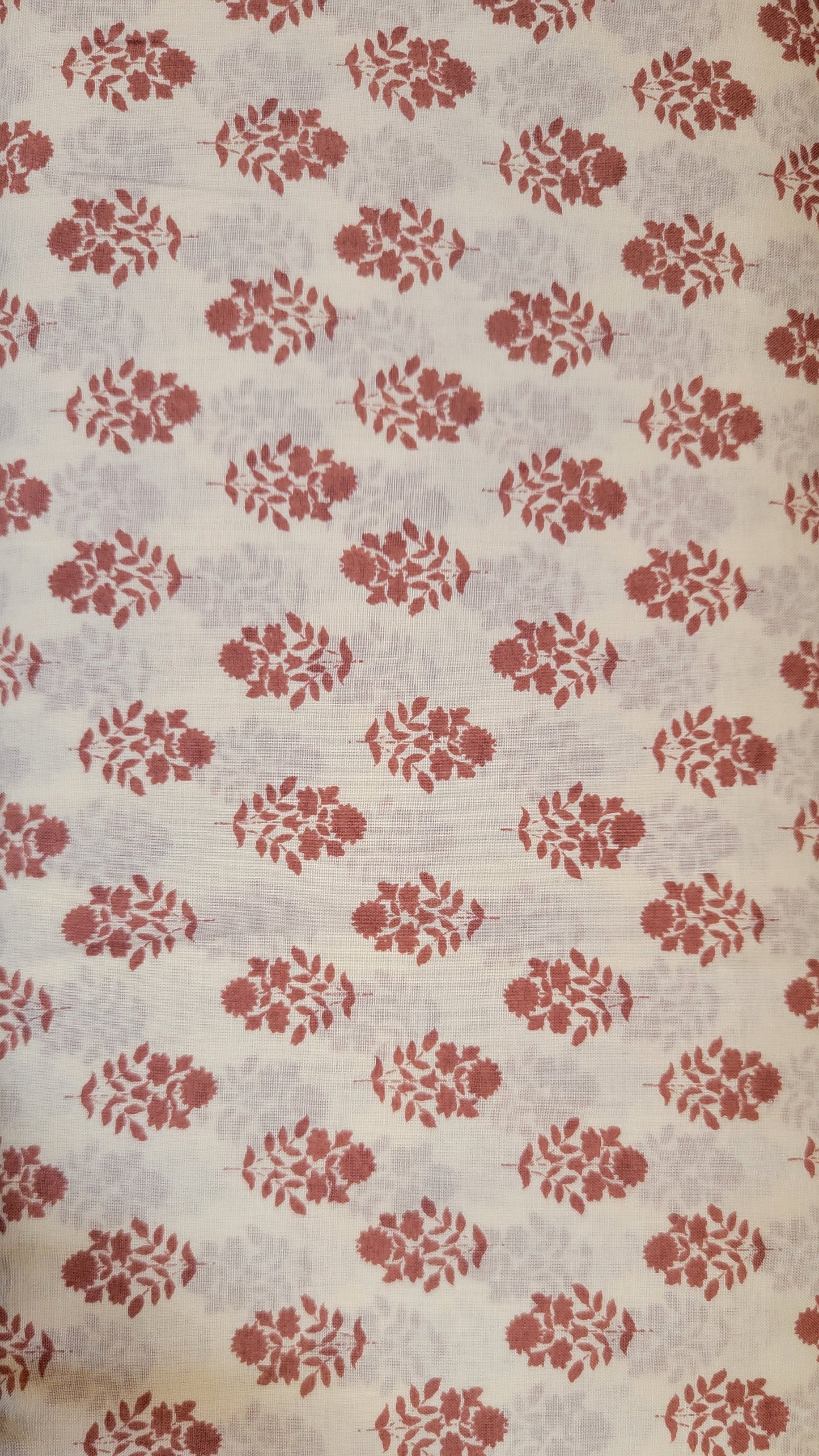 Flownny Sarasa Block Print Floral Cotton Sheeting: Rust