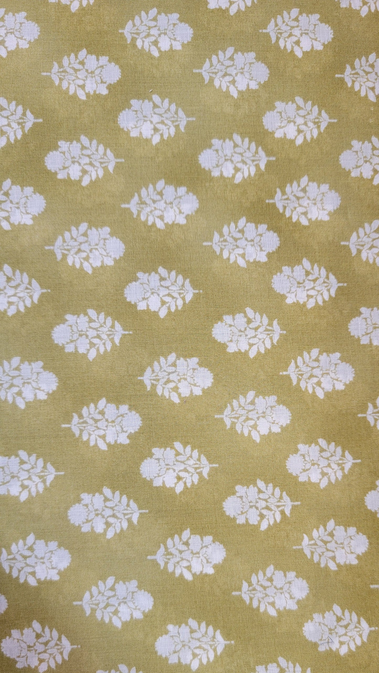 Flownny Sarasa Block Print Floral Cotton Sheeting: Yellow