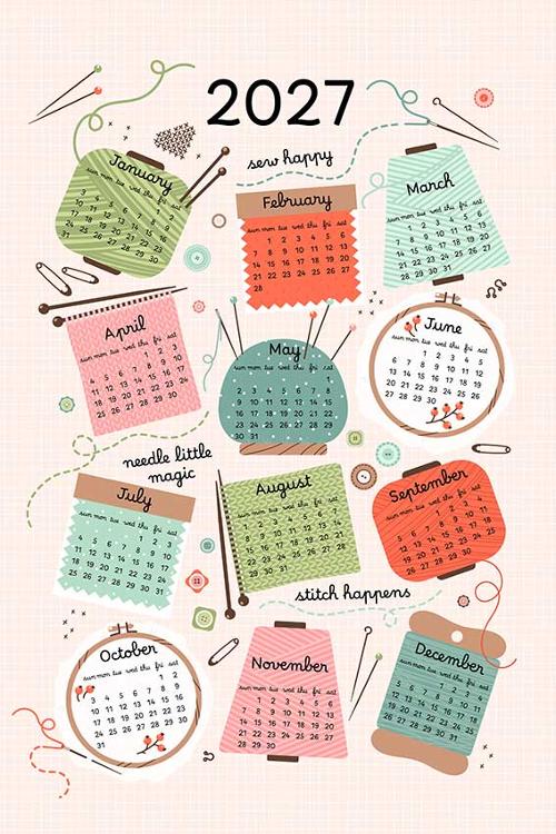 2027 Calendar Tea Towel: Sewing
