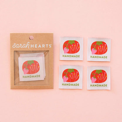 Sarah Hearts Labels: Tomato Pin Cushion Woven Label
